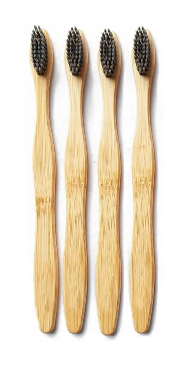 Bamboo Toothbrush with Charcoal Bristles | Eco-Friendly Biodegradable Toothbrush | Adult & Kids